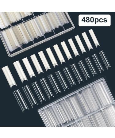 480 Pieces Extra Long C-Curve Nail Tips Extra Long U shape Curve Nail Tips XL Transparent Acrylic Nail Tips Half Cap False Nail Tips 12 Different Sizes for DIY Nails (Transparent Natural Colors) G1161397 - Buy Online on GoSupps.com