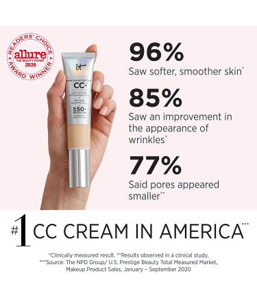 IT Cosmetics CC+ Cream Travel Size Light (W) - Full-Coverage Color Correcting Foundation with SPF 50+ - 0.406 fl oz - Buy Online on GoSupps.com