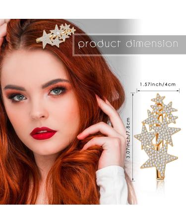Stylish 2 Pack Stars Hair Clips - Rhinestone Metal Hairpins for Women Gold & Silver - Non-Slip Fashion Hair Jewelry - Buy Online on GoSupps.com