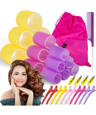 Hair Rollers for Long Hair 18 Pcs Hair Roller Set Rollers Hair Curlers for Medium Hair Salon Hair Dressing Curlers With 3 Sizes Curlers, DIY Rollers Hair Curlers, Blue