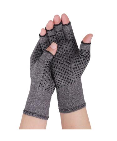 Rheumatoid Arthritis Gloves - Compression Gloves Fingerless Joint Pain Relief Hand Mitten Warmth Gloves Carpal Tunnel Gloves for Women Men L Gray B