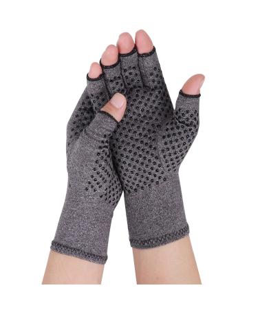 Gebell Rheumatoid Arthritis Gloves - Compression Gloves Fingerless Joint Pain Relief Hand Mitten Warmth Gloves Carpal M Gray B M Gray B
