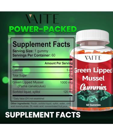 Green Lipped Mussel Supplement for Humans 1000mg Gummies - Human Joint Care Mobility and Flexibility Support Supplements for Adults and Seniors Non GMO Gluten-Free Easy-to-Take 60 Chewables - Buy Online on GoSupps.com