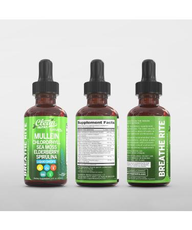 Organic Mullein Liquid Drops With Chlorophyll for Lung Detox Plus Irish Sea Moss Spirulina Licorice Tart Cherry Lobelia Motherwort And Elderberry For Men Women Health Supplement Vitamin (2) - Buy Online on GoSupps.com