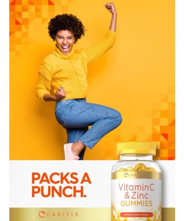 Carlyle Vitamin C and Zinc Gummies | 70 Count | Lemon Flavor | Vegan Non-GMO and Gluten Free Supplement 70 Count (Pack of 1) - Buy Online on GoSupps.com