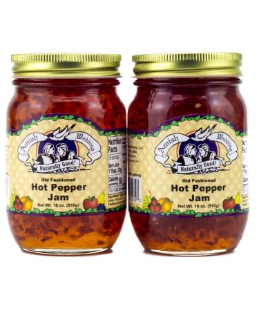 Amish Wedding All Natural Old Fashioned Hot Pepper Jam 18 Ounces (Pack of 2)