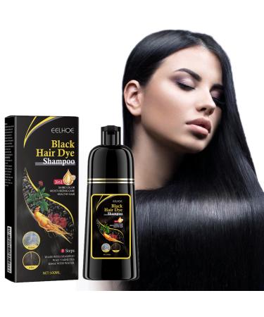 Hair dye shampoo natural plant extract formula -30 minutes worry free hair dyeing (Black)
