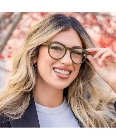 Frosted Green Round Blue Light Glasses for Men & Women | Durable & Comfy Reading Glasses | Modern Style (R-729PC-Green-0.75 - Buy Online on GoSupps.com