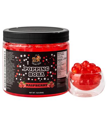 Popping Boba Pearls | 1LB (454g) | Bursting Tea Balls for Drinks Desserts Smoothies and Snack Toppings | Bubble Tea Tapioca Pearls Mix Kit (Raspberry)