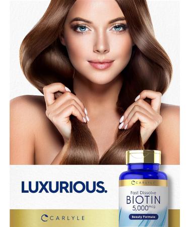 Carlyle Biotin 5000mcg Fast Dissolve Tablets - 500 Count | Vegetarian Non-GMO Gluten Free Supplement - Buy Online on GoSupps.com