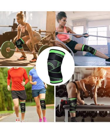 Premium Knee Sleeve Brace with Adjustable Straps - Arthritis Pain Relief for Running & Training - Men's/Women's - Large GREEN01 - Buy Online on GoSupps.com
