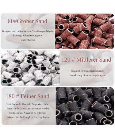 Luckaide Nail Miller Grinding Sleeves - 300 Piece Set with 6 Attachments | 80/120 Grit for Perfect Manicure & Pedicure | Premium Nail Care Tools in White Black & Red - Buy Online on GoSupps.com