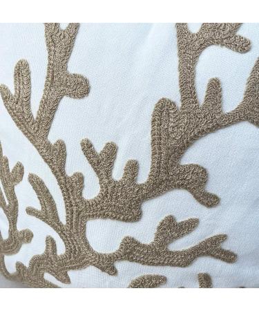 DECOPOW Embroidered Nautical Decor Pillow Cover | 18 Square Canvas Pillow | Wheat-Coral Design - Buy Online on GoSupps.com