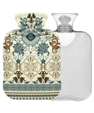 NAANLE striped boho paisley heat bottle with reference transparent hot water bottle heat bottle for bed handfoot warmer pain relief heat and cold therapy small 1l