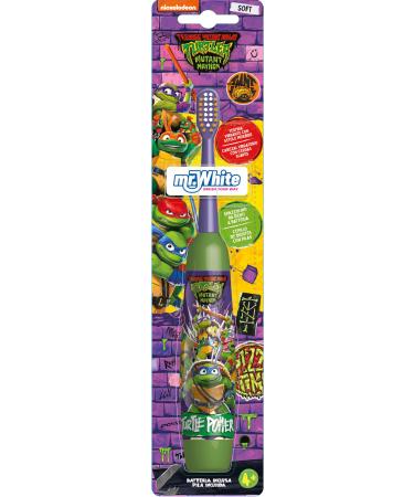 Mr.White Official Licensed Ninja Turtles Battery - Powered Electric Toothbrush : Perfect for Kids 4+ Years with Soft Vibrating Head System in-Built Alkaline Battery - Soft Bristles for Gentle Clean Purple 1 Count (Pack of 1)