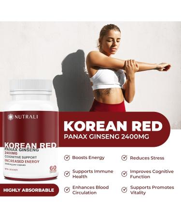 2400mg HIGH POTENCY Pure Korean Red Panax Ginseng capsules Powerful Energy Ginseng Supplement for Men & Women Cognitive and Immune Support. Non-GMO Vegan Gluten Free. 60 Easy to Swallow 4:1 Extract Capsules. 60 count (Pack of 1) - Buy Online on GoSupps.com