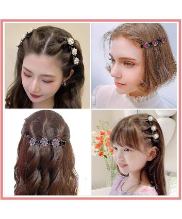 Buy 5-Piece Crystal Flower Hair Clip Set | Rhinestone Dual Layer Duck Beak Clips for Women & Girls - Perfect for Braided Hairstyles - Buy Online on GoSupps.com