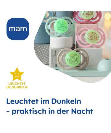 Buy Mam Perfect Day & Night Pacifiers 4-Set - Glow in Dark Tooth-Friendly Eco-Friendly with Box | Ideal for 16+ Months - Rabbit Flower Bird Designs - Buy Online on GoSupps.com