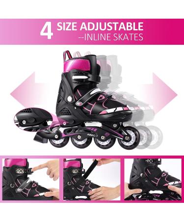 Kids Light Up Inline Skates - Adjustable Christmas Gift for Children in Black & Red - Size Medium (2-5) - Buy Online on GoSupps.com