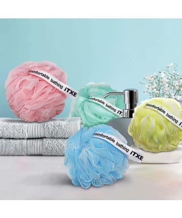 Premium Bath Sponge Shower Scrubber 4 Pack - Exfoliating Loofah Sponge Set for Men and Women - Heavy Duty Body Scrubber - 75g - Blue, Green, Pink, Yellow - 8 Piece Set - Buy Online on GoSupps.com