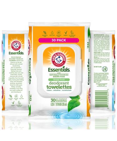 Arm and Hammer Face and Body Wipes for Adults - Deodorant Towelettes 30 Wipes for Women - Shower Wipes for Traveling Camping Gym and Bathing - Alcohol-Free Face Wipes (Simply Fresh) Simply Fresh 1 Count (Pack of 1)
