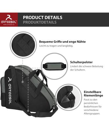 Blackace Arteesol Roller Skates Bag | Inline & Ice Skates Bag for Kids & Adults | Black-Grey International Shipping - Buy Online on GoSupps.com