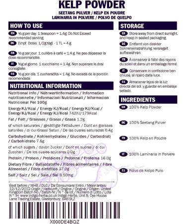 Buy Indigo Herbs Kelp Seaweed Powder 250g | Premium Natural Superfood for Health & Wellness | International Shipping - Buy Online on GoSupps.com