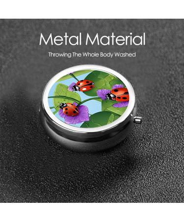 Ladybug Round Pill Box - 3 Compartment Mini Decorative Pill Organizer for Travel - Portable Pocket Vitamin Holder Case - Buy Online on GoSupps.com