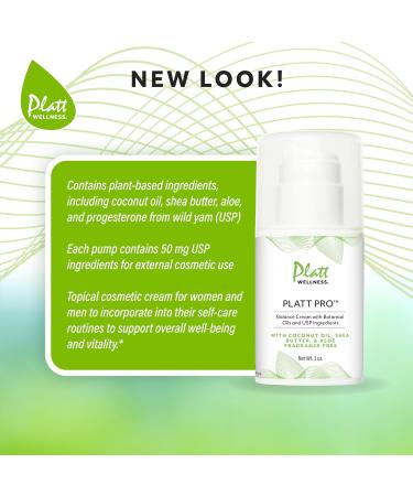 Platt Pro Balance Cream with Botanical Oils and USP Ingredients 5% Progesterone, Fragrance-Free, Non-GMO, 3 Ounce fragrance-free 3 Ounce (Pack of 1) - Buy Online on GoSupps.com