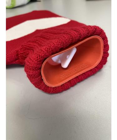 AQUAPAPA Large Non Toxic Natural Rubber Hot Water Bottle with Heart Red Knit Cover - 2 Liters | Pain Relief, Hot & Cold Therapy - Buy Online on GoSupps.com