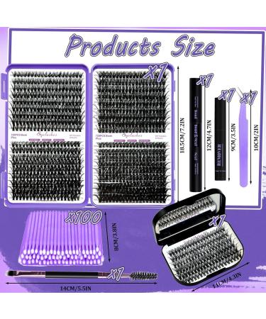 DNSGOOR DIY Lash Extension Kit 840Pcs D Curl Individual Lash Clusters Eyelashes Extension Set with Mirror Lash Storage Box Lash Bond&Seal Glue Remover Tweezers Lash Brush Applicator A-Lash Kit 30-60D - Buy Online on GoSupps.com