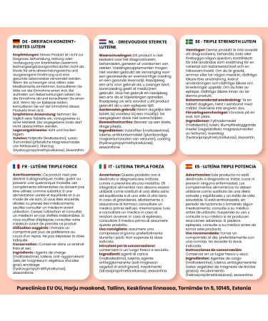 pureclinica Lutein 30mg with Zeaxanthin 1000mcg Triple Strength Supplement 90 Tablets (3-Month Supply) 90 Count (Pack of 1) - Buy Online on GoSupps.com