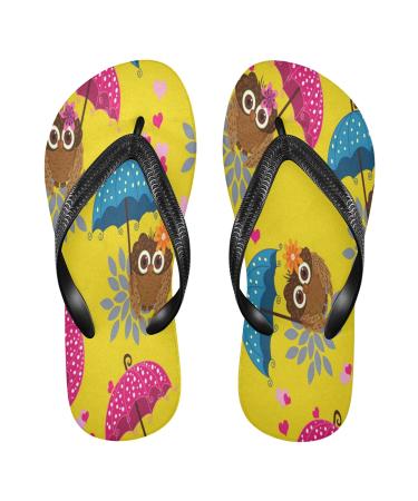 Mnsruu yellow animal owl umbrella flip flops flop flops sandals home slippers hotel spa bedroom travel xxl for men women xx-large multicolored