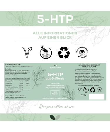 5-HTP Vegan Capsules | Mood Booster from Griffonia Extract | 120 Count | Supports Serotonin | Enhanced with Magnesium & Vitamin B6 | Eco-Friendly Packaging - Buy Online on GoSupps.com