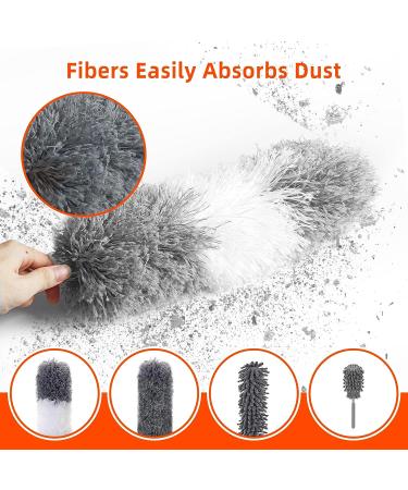 7PCS Microfiber Duster with Bendable Head and Extension Pole - Ideal for Cleaning Cobwebs, Ceiling Fans, Blinds, and Furniture - Reusable and Long Feather Duster - House Cleaning Kit - Buy Online on GoSupps.com