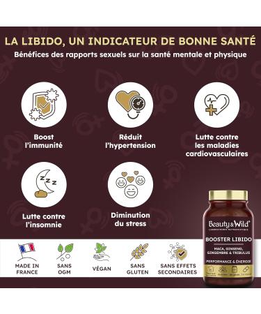 Libido - Food Supplement Maca Ginger Ginseng Tribulus Citruline Arginine - Improves Libido Performance Energy Bodybuilding Stimulates Testosterone 120 Capsules Beauty & Wild - Buy Online on GoSupps.com