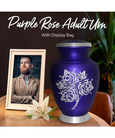 Purple Cremation Urn with Velvet Bag - Large Memorial Ashes Urn for Male & Female - Honour Your Loved One with this Rose Urn for Ashes - Buy Online on GoSupps.com