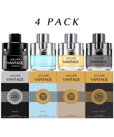 Hybrid & Company Azure Vantage Men's 4 Pcs Classsic Scent Spray Eau De Toilette with Long Lasting Fragrance AZURE VANTAGE AQUA INTENSE LIMITED EDITION 3.4 Fl Oz (Pack of 4) - Buy Online on GoSupps.com