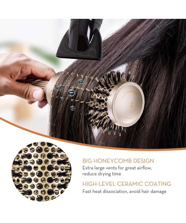 Nano Ceramic Ionic Round Brush with Boar Bristles - 2.1 Inch Barrel for Hair Drying, Styling, Curling and Shine | AIMIKE - Buy Online on GoSupps.com