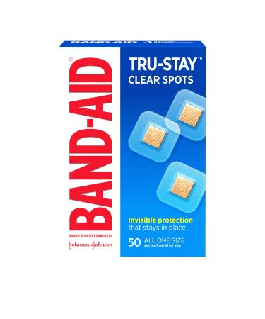 Band-Aid Brand Tru-Stay Clear Spots Bandages for Discreet First Aid, All One Size, 50 Count 50 Count (Pack of 1)