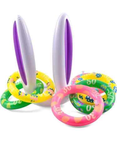 JOYIN Inflatable Bunny Rabbit Ears Ring Toss Game - 2 Sets with 12 Rings | Indoor & Outdoor Easter Party Supplies - Buy Online on GoSupps.com
