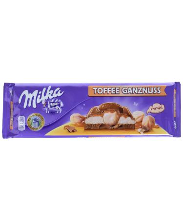 Milka Toffee Whole Nut 4 x 300g large bar delicately melting chocolate bar with creamy caramel and whole hazelnuts