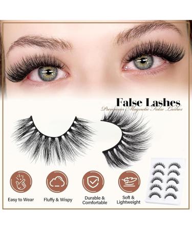 Russian Strip Lashes False Eyelashes 16mm D Curly Cat Eye Natural False Lashes Fluffy Wispy Russian Lashes Strip Lashes 5 Pairs Soft Eye Lash Reusable Fake Eyelashes - Buy Online on GoSupps.com