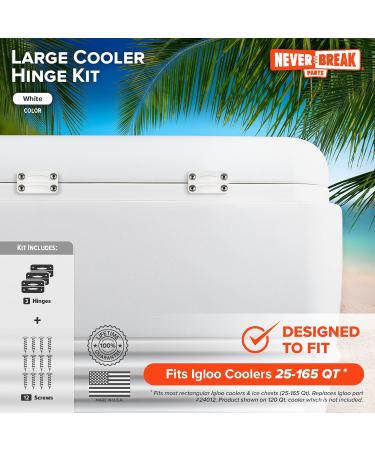 NeverBreak Parts - 3 Pack High Strength Cooler Hinges with Screws for Igloo Coolers | Premium Cooler Replacement Parts in White - Buy Online on GoSupps.com