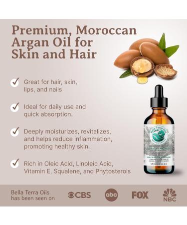 Bella Terra Oils 100% Pure Moroccan Argan Oil 120ml - Organic Cold-Pressed Unrefined Hexane-Free Natural Moisturizer for Skin & Hair Non-Comedogenic Anti-Aging Ideal for Sensitive and Acne-Prone Skin 120 ml (Pack of 1) - Buy Online on GoSupps.com