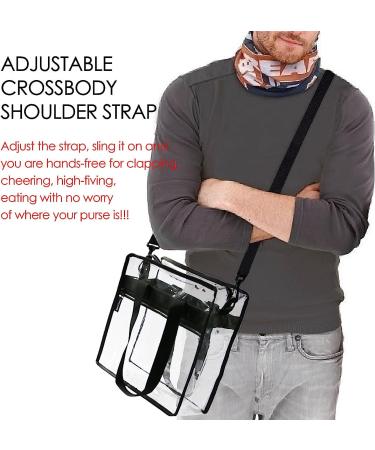 Stadium Clear Bag w/ Front Pocket & Shoulder Handles - Black | BeeGreen - Buy Online on GoSupps.com