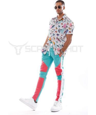 SCREENSHOT Mens Streetwear Premium Slim Fit Track Pants - Turquoise, X-Large - Buy Online on GoSupps.com