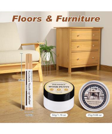 SEISSO Wood Furniture Repair Markers Kit - 19 Pcs Touch Up Markers Polish Wax & Putty for Scratches Cracks & Holes | Ideal for Wooden Doors Floors Tables & Cabinets - Buy Online on GoSupps.com