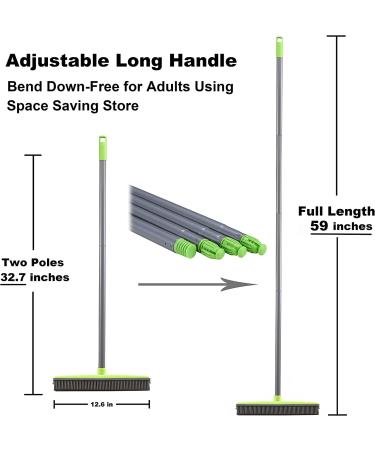 LandHope 59 Push Broom with Rubber Bristles | Long Handle Sweeper for Pet Hair, Carpet, Hardwood, and Tile | Water Resistant Squeegee Edge | Non Scratch Bristles | Multi Segment Handle - Buy Online on GoSupps.com
