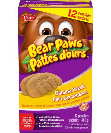Bear Paws Banana Bread Cookies (Pack of 6) - Soft Cookie Snack Packs Family Size Peanut Free School Snacks 6x480g 72 pouches Banana Bread 480 g (Pack of 6) - Buy Online on GoSupps.com